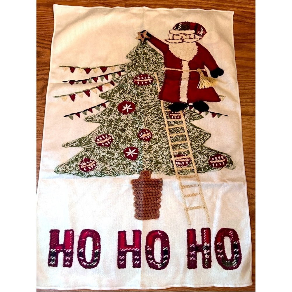 A Pair of Two Large Santa Ho Ho Ho Christmas Kitchen Towels